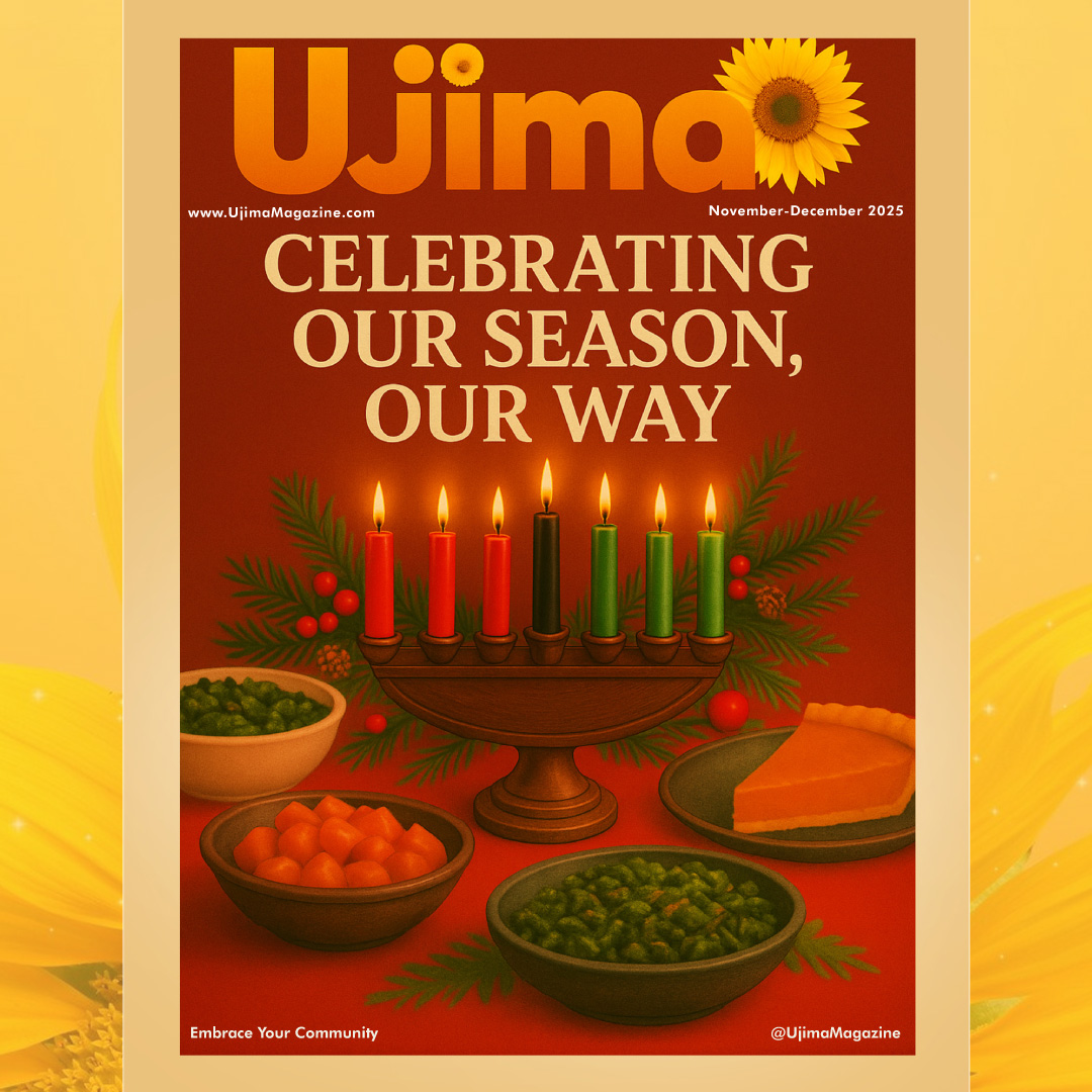 The image shows candles burning illustrating Kwanzaa.