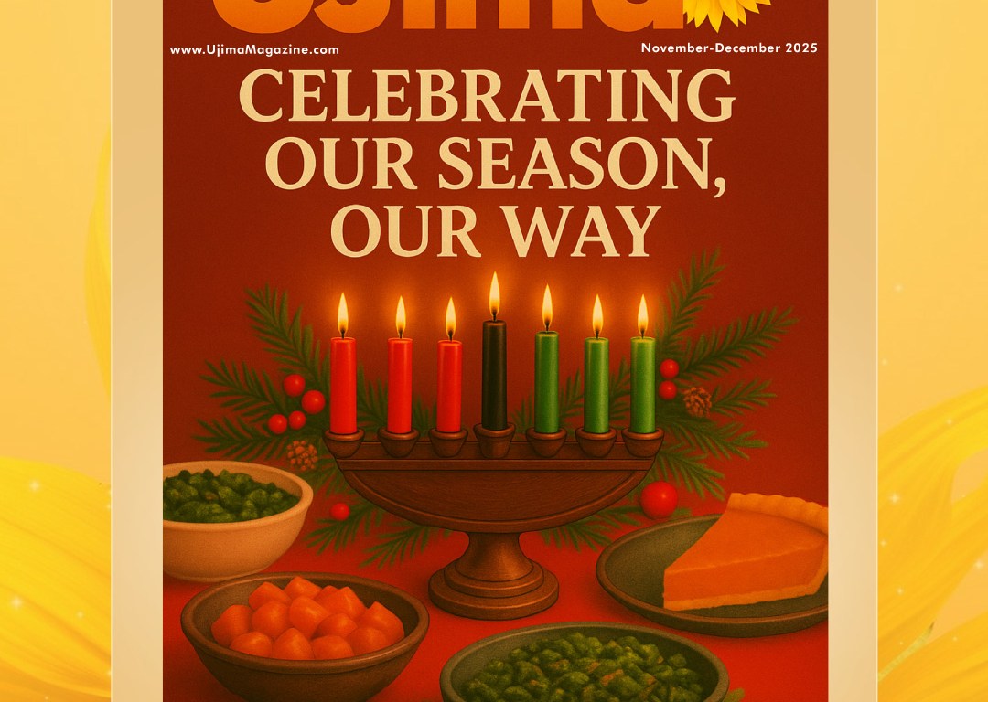 The image shows candles burning illustrating Kwanzaa.
