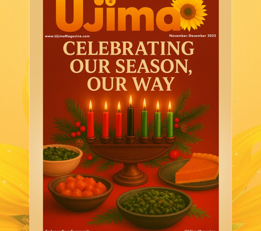 The image shows candles burning illustrating Kwanzaa.